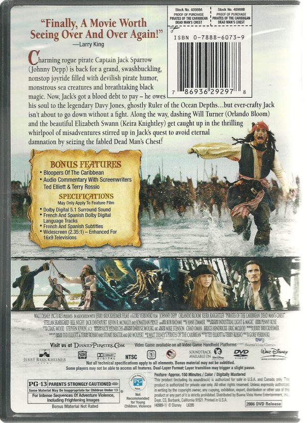 Pirates of the Caribbean: Dead Man s Chest (DVD, 2006, Widescreen) For Discount